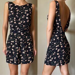 Reformation Mini Black Dress Open Back Floral Size S